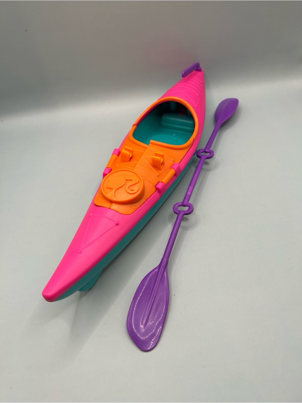 Barbie Mattel 2013  Let's Go Kayak Canoe 12” Pink Orange and Blue Doll Accessory